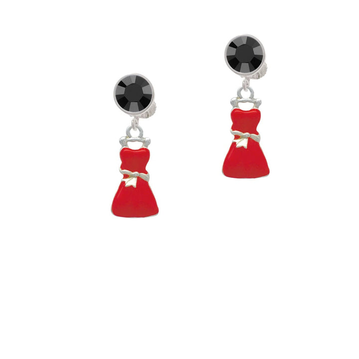 Red Dress Crystal Clip On Earrings Image 3