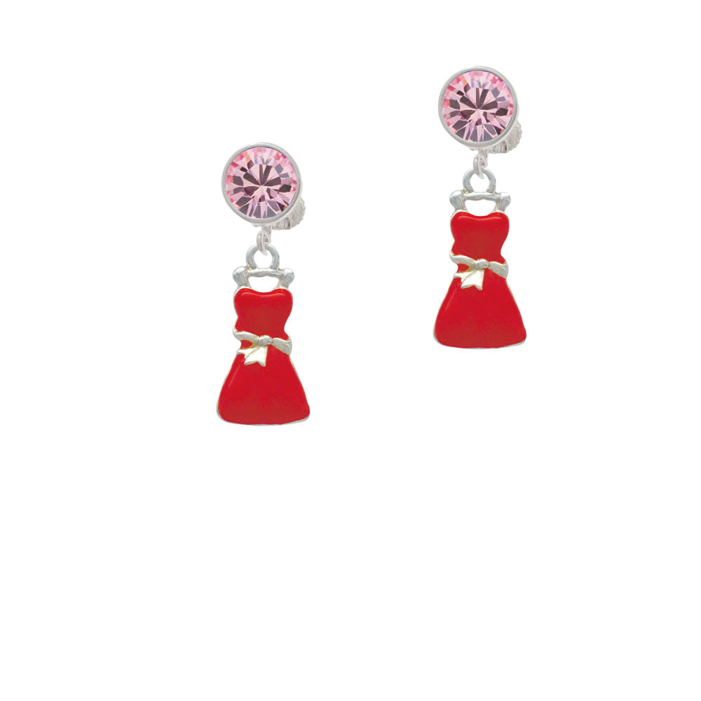 Red Dress Crystal Clip On Earrings Image 4