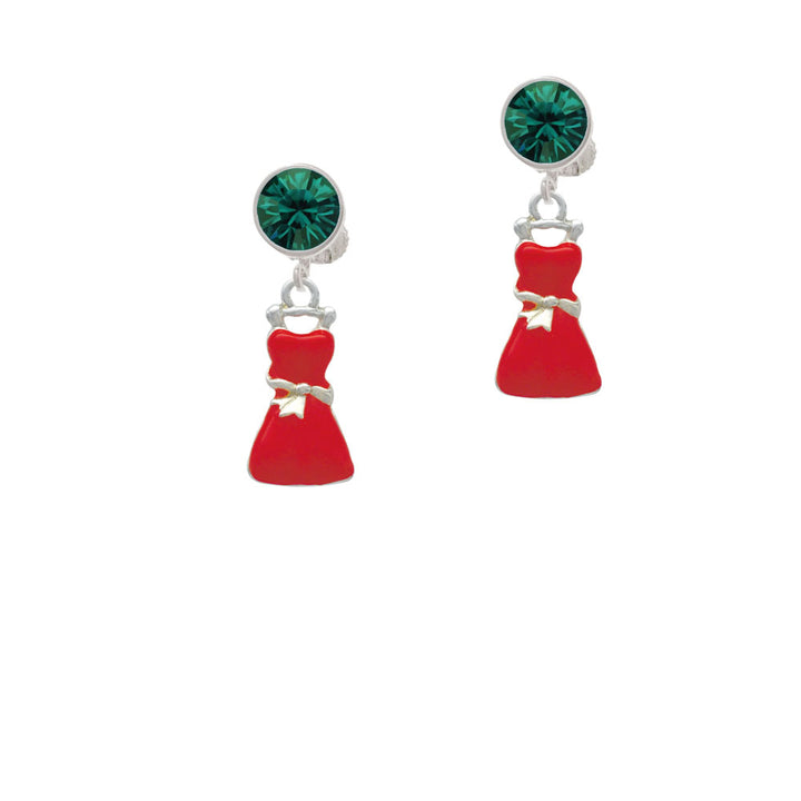 Red Dress Crystal Clip On Earrings Image 6