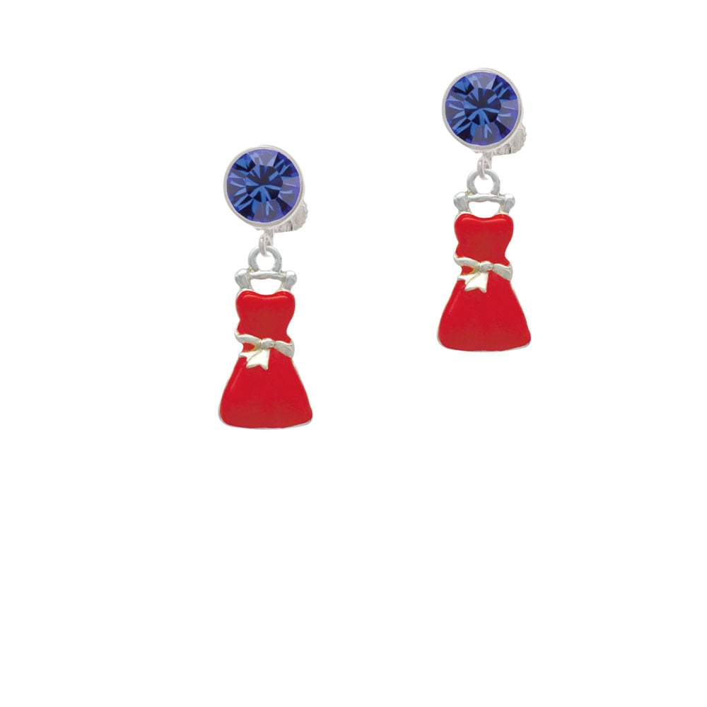 Red Dress Crystal Clip On Earrings Image 7