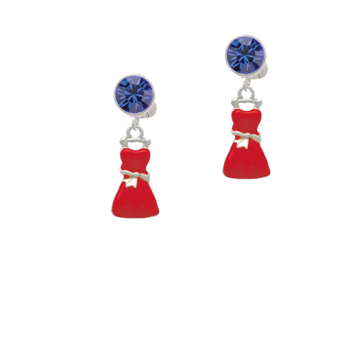 Red Dress Crystal Clip On Earrings Image 7