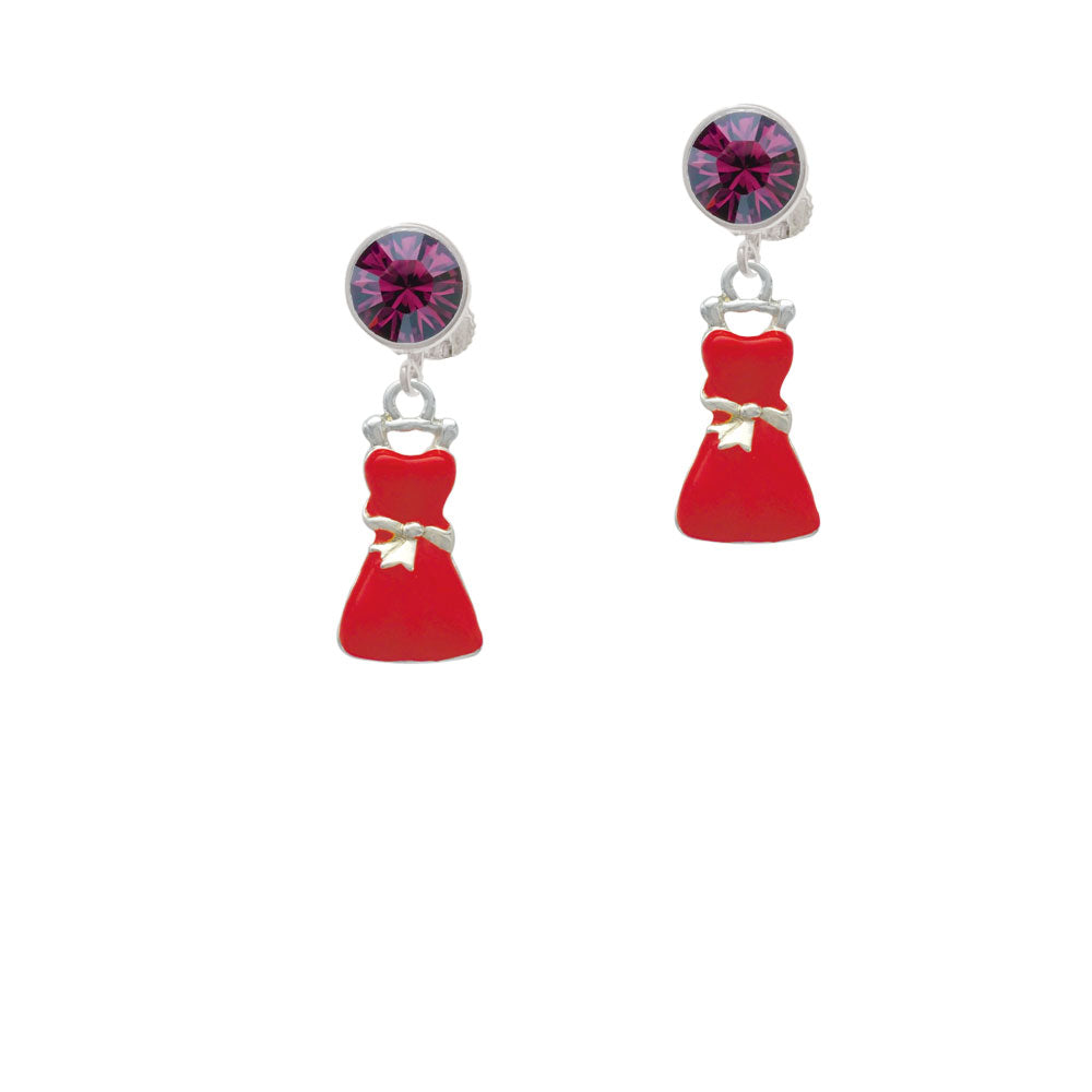 Red Dress Crystal Clip On Earrings Image 8