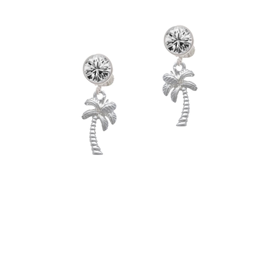 Palm Tree Crystal Clip On Earrings Image 2