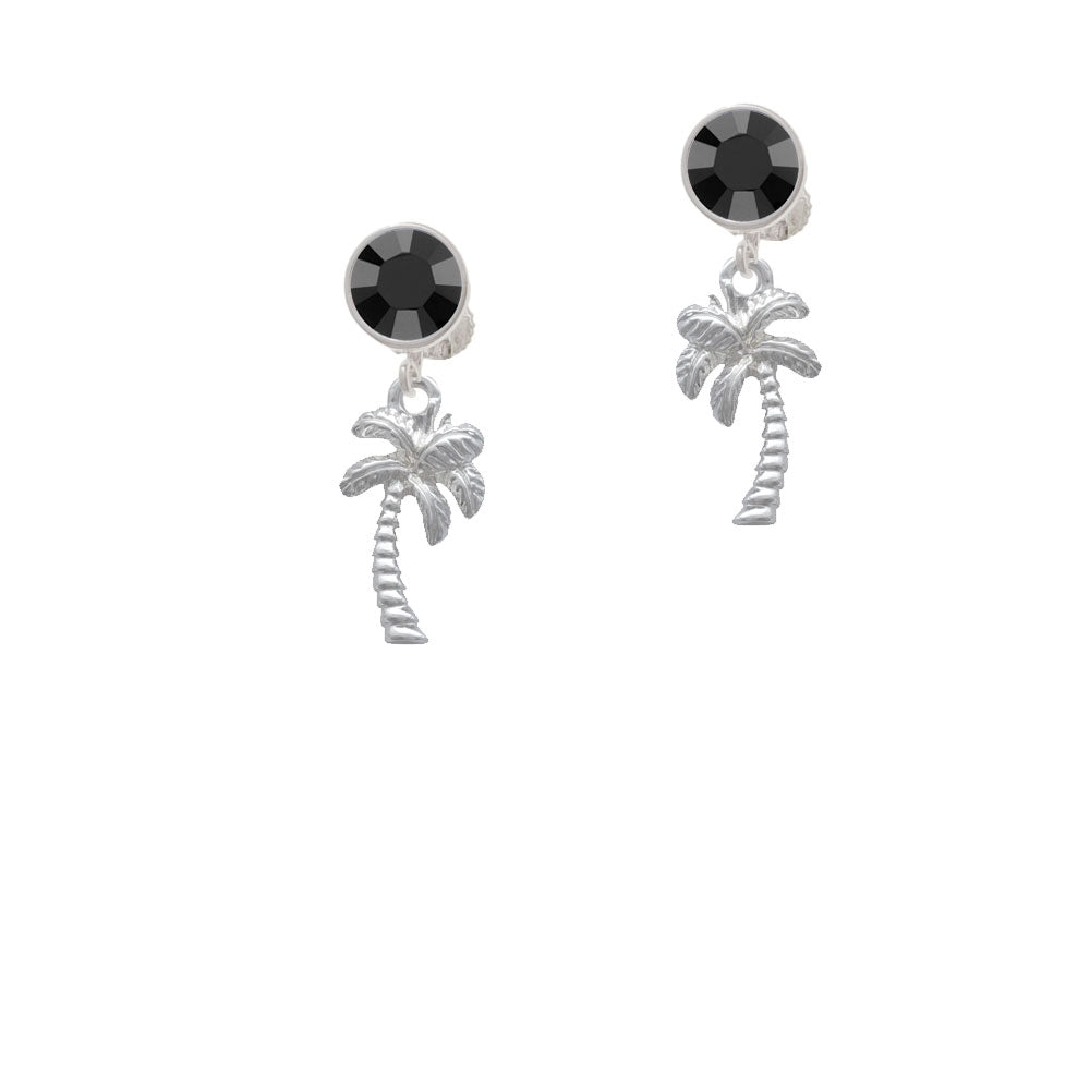 Palm Tree Crystal Clip On Earrings Image 3