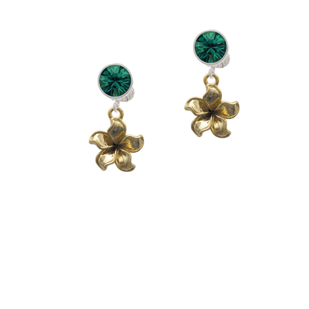 Gold Tone Flower Crystal Clip On Earrings Image 6