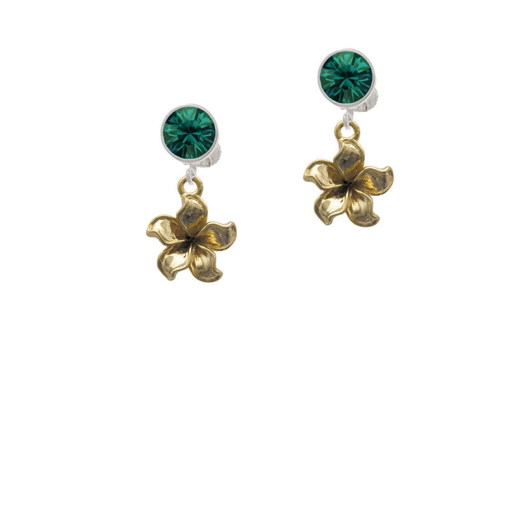 Gold Tone Flower Crystal Clip On Earrings Image 1