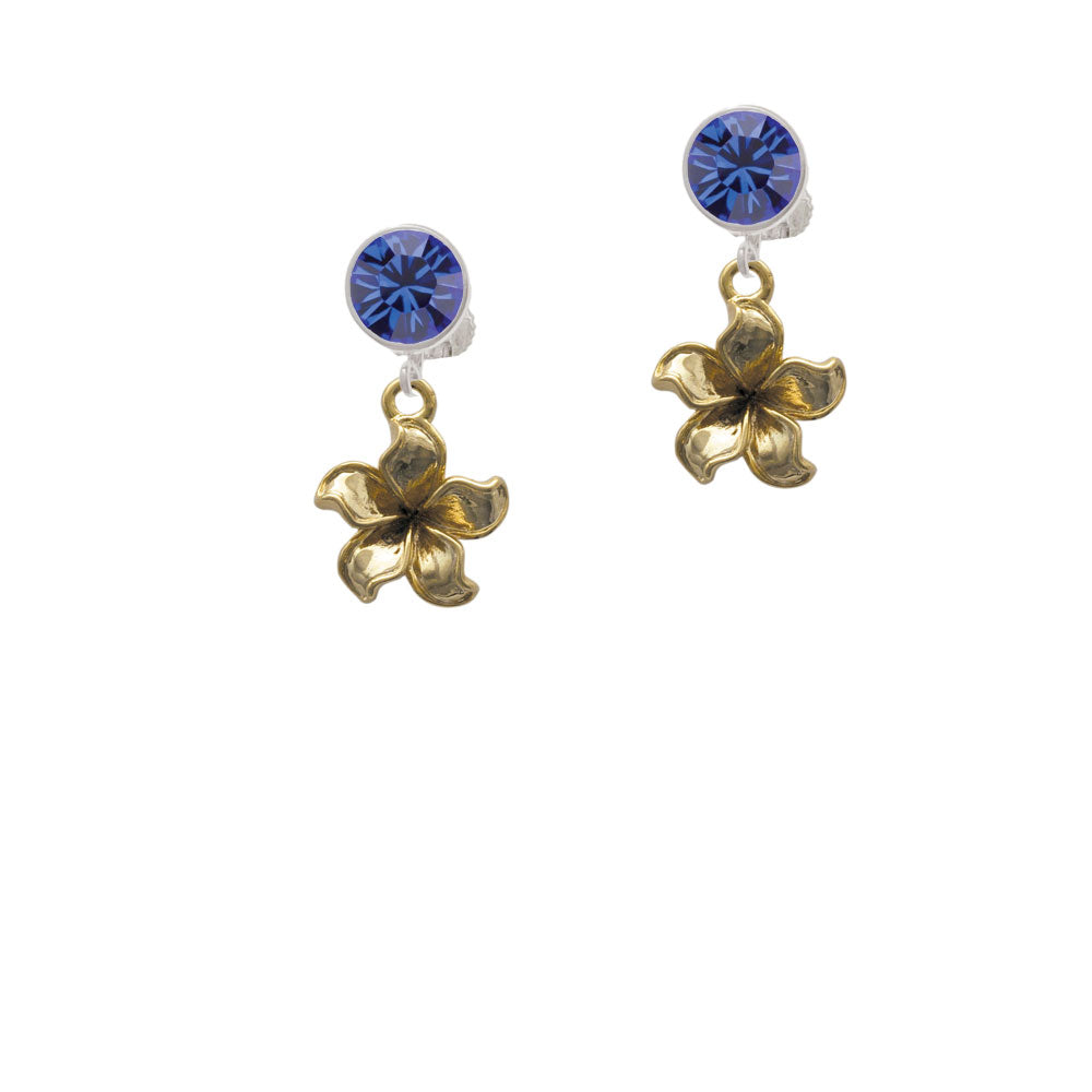 Gold Tone Flower Crystal Clip On Earrings Image 7