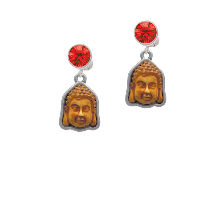 Resin Buddha Head in Frame Crystal Clip On Earrings Image 4