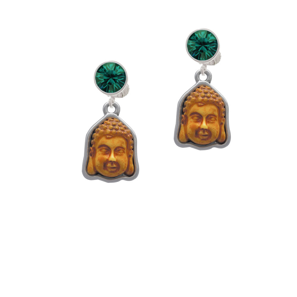 Resin Buddha Head in Frame Crystal Clip On Earrings Image 6