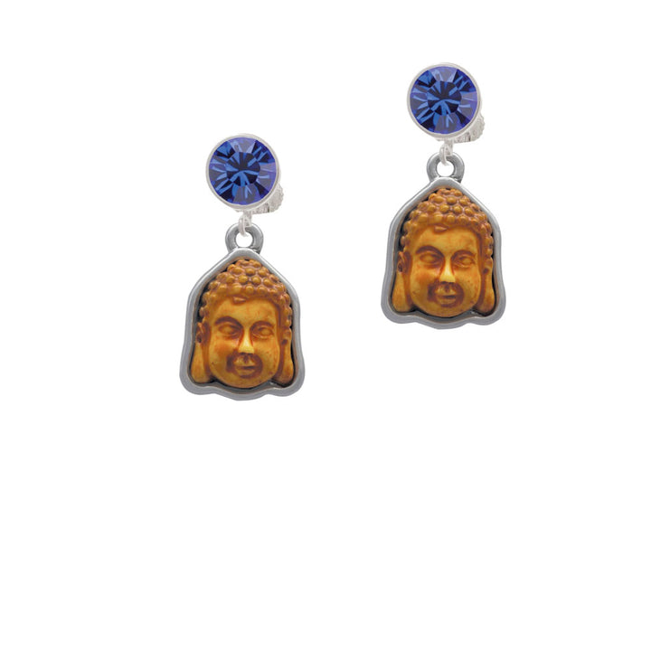 Resin Buddha Head in Frame Crystal Clip On Earrings Image 7