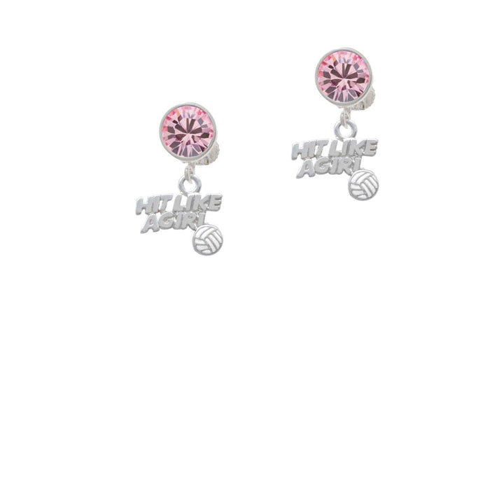 Hit Like a Girl with Enamel Volleyball Crystal Clip On Earrings Image 4