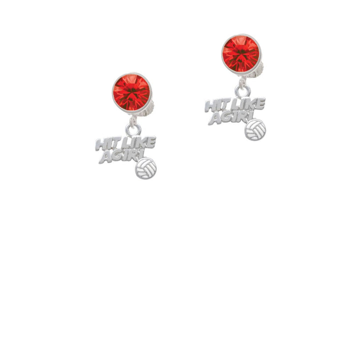 Hit Like a Girl with Enamel Volleyball Crystal Clip On Earrings Image 4