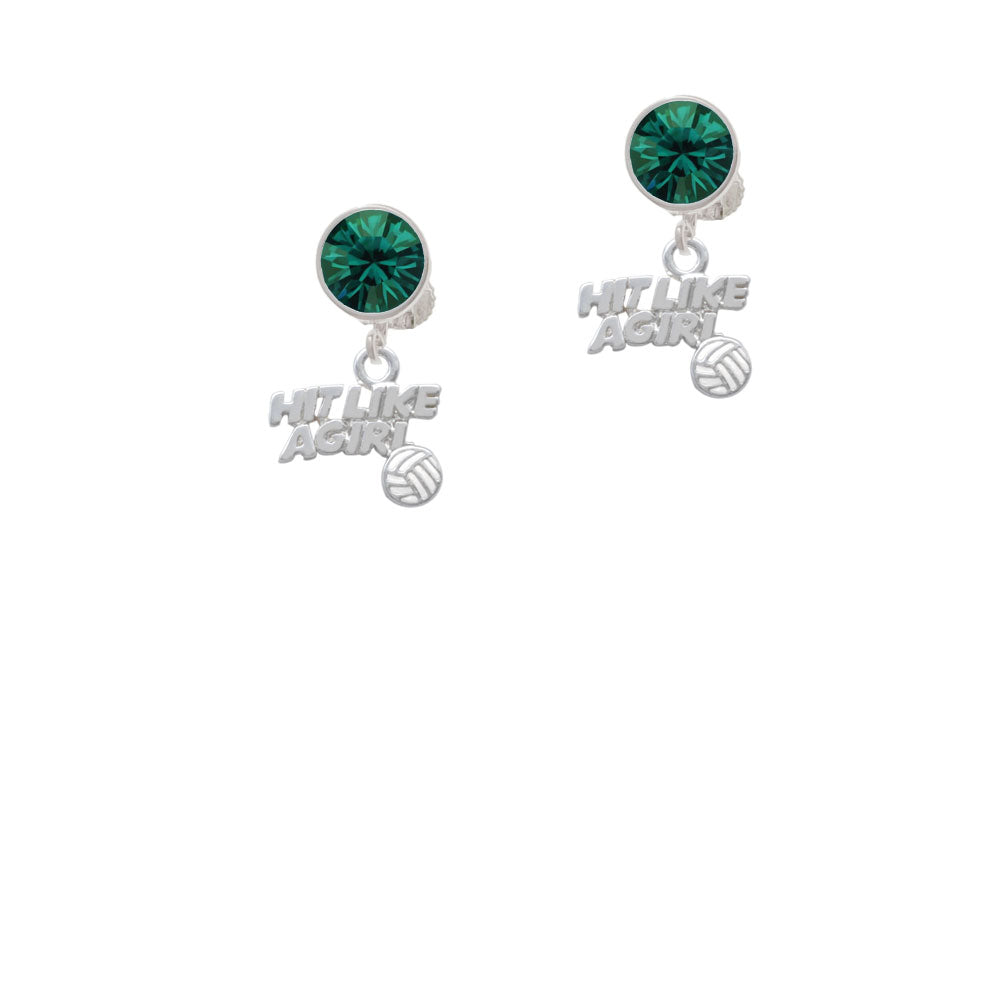 Hit Like a Girl with Enamel Volleyball Crystal Clip On Earrings Image 6