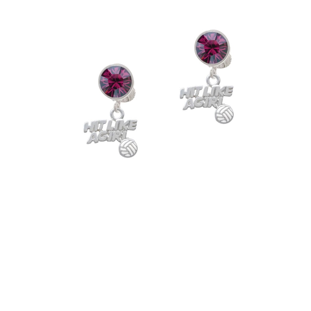 Hit Like a Girl with Enamel Volleyball Crystal Clip On Earrings Image 8