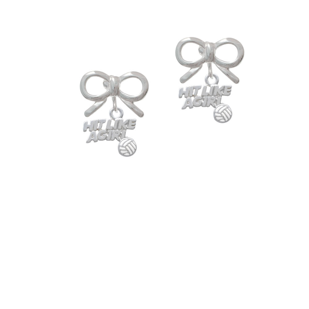 Hit Like a Girl with Enamel Volleyball Crystal Clip On Earrings Image 9