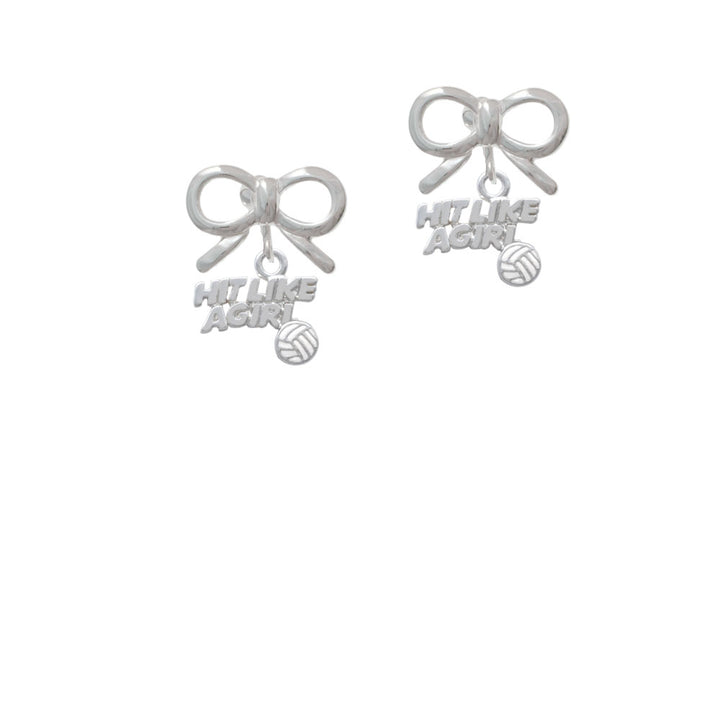 Hit Like a Girl with Enamel Volleyball Crystal Clip On Earrings Image 9