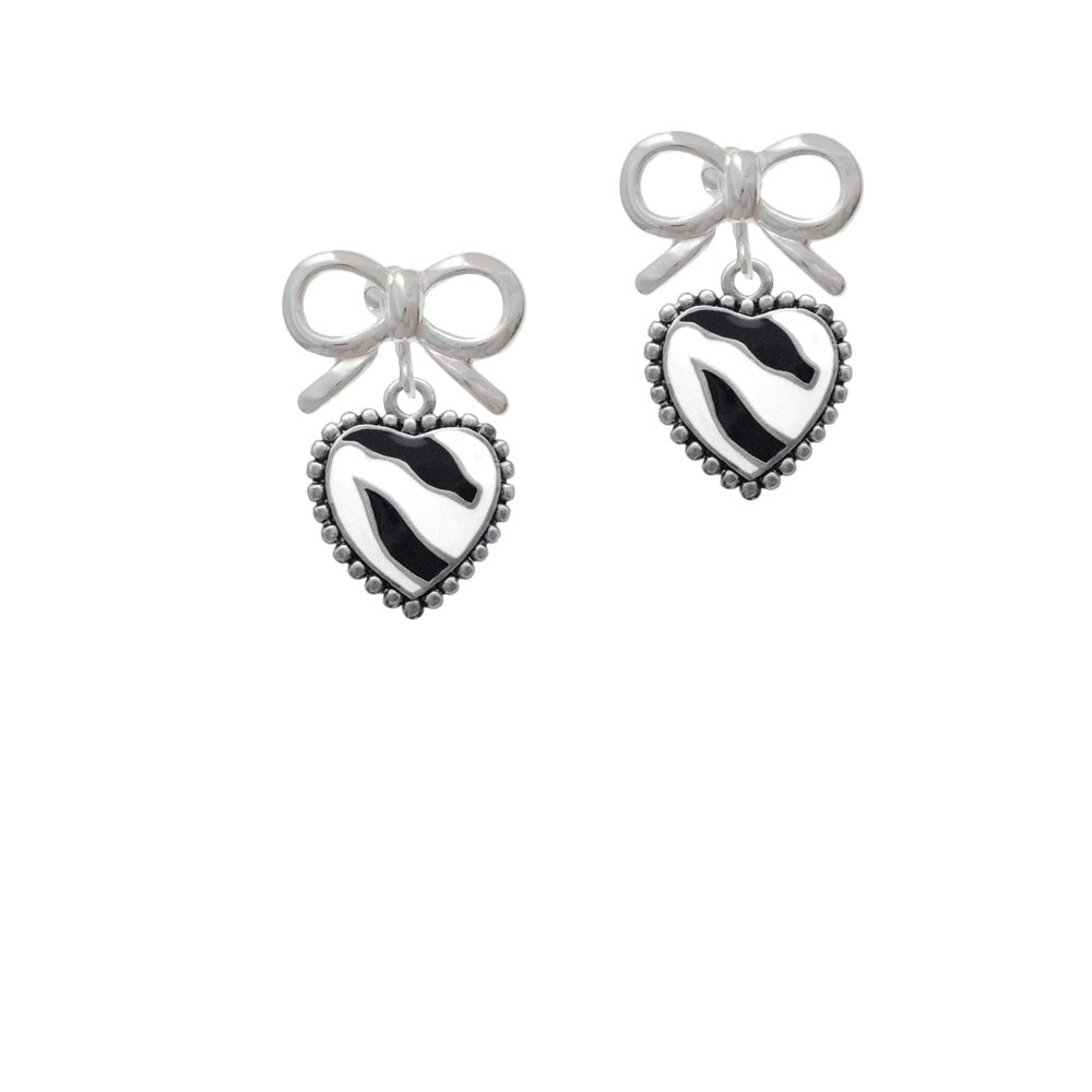 Enamel Zebra Print Heart Crystal Clip On Earrings Image 9