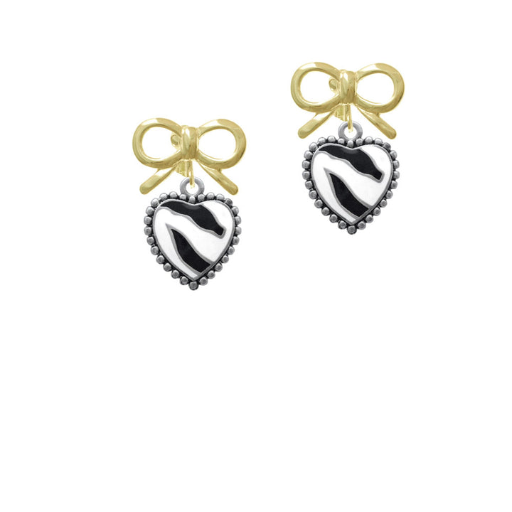 Enamel Zebra Print Heart Crystal Clip On Earrings Image 10