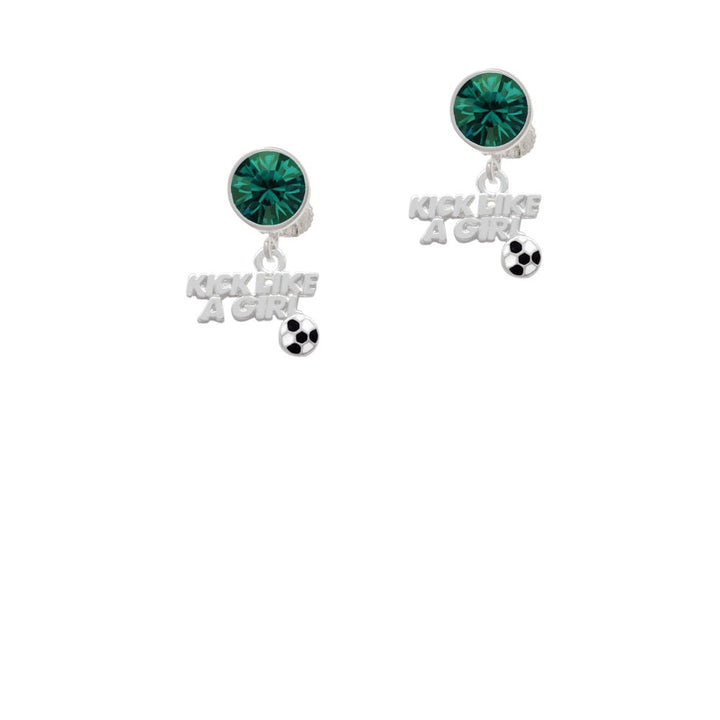 Kick Like a Girl with Enamel Soccer Ball Crystal Clip On Earrings Image 6