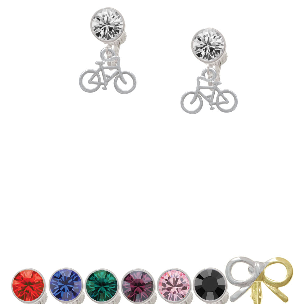 Small Bicycle Crystal Clip On Earrings Image 1