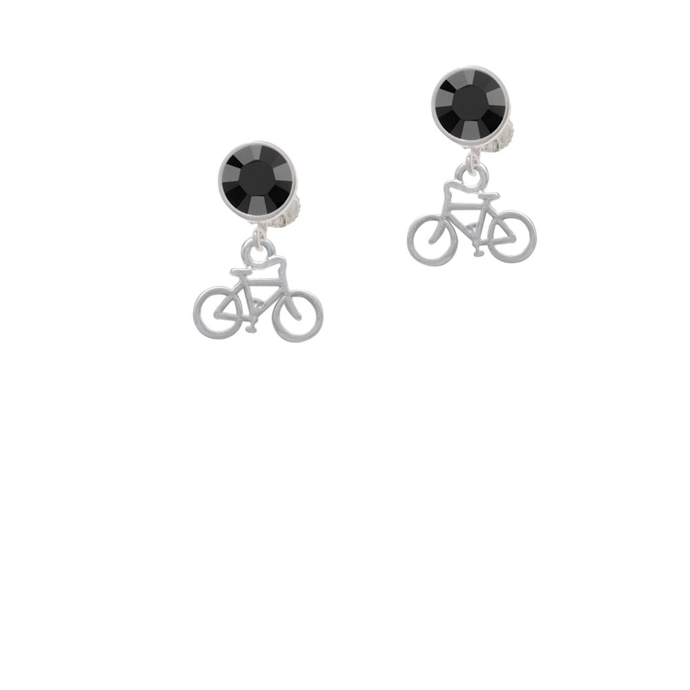 Small Bicycle Crystal Clip On Earrings Image 1