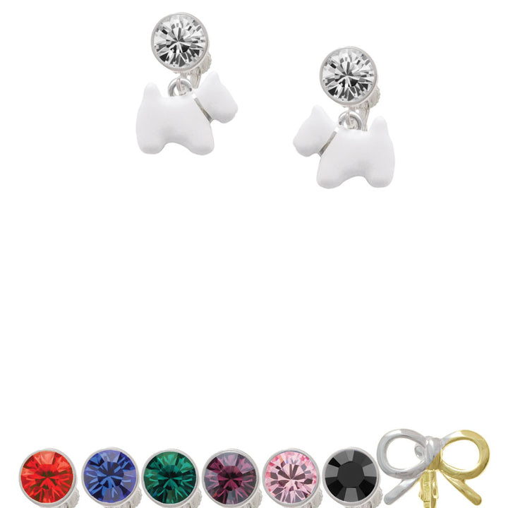 White Westie Dog Crystal Clip On Earrings Image 1