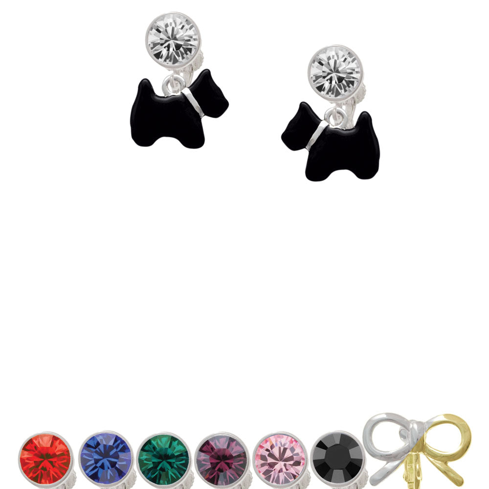 Black Scottie Dog Crystal Clip On Earrings Image 1
