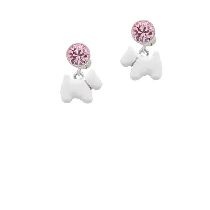 White Westie Dog Crystal Clip On Earrings Image 4