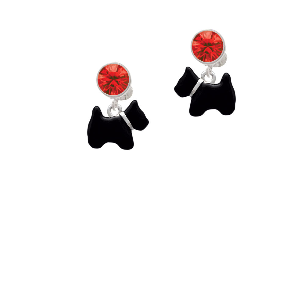 Black Scottie Dog Crystal Clip On Earrings Image 4