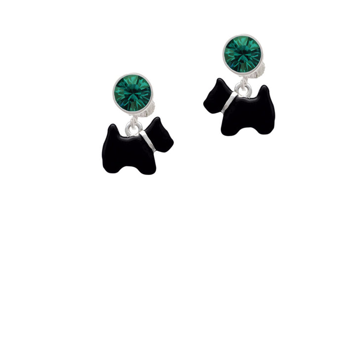 Black Scottie Dog Crystal Clip On Earrings Image 6