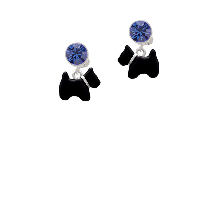 Black Scottie Dog Crystal Clip On Earrings Image 7