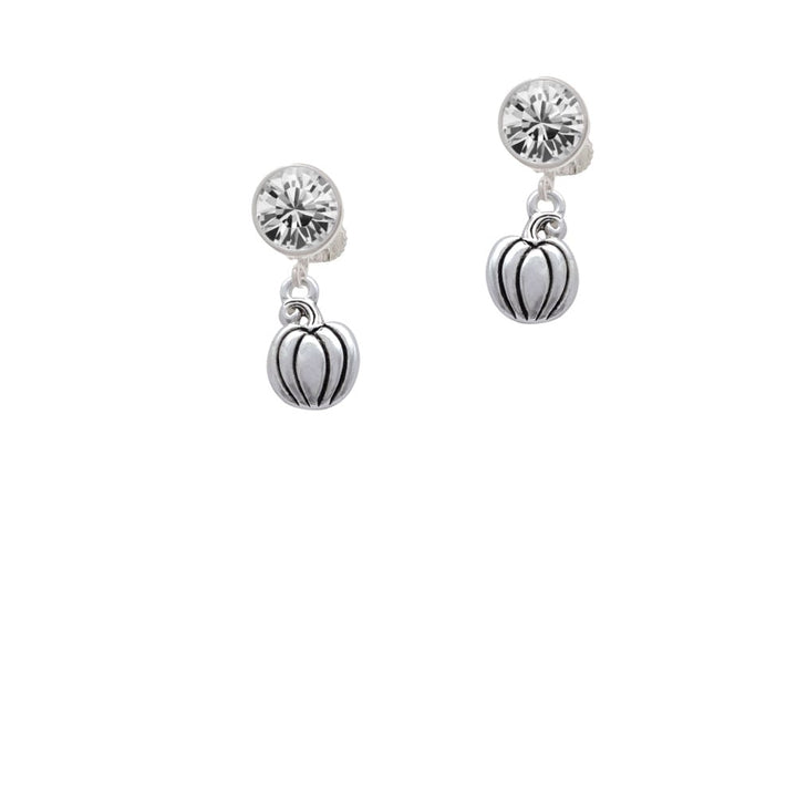 Small Pumpkin Crystal Clip On Earrings Image 1