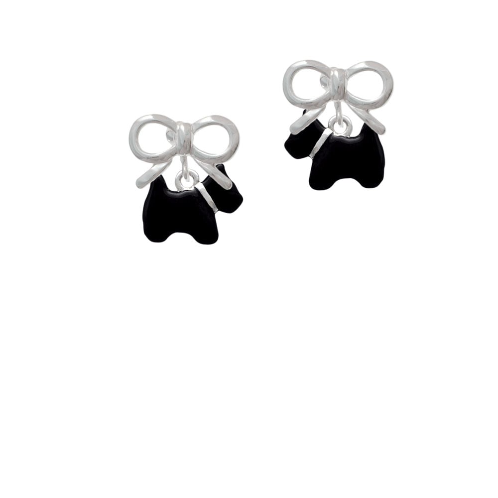 Black Scottie Dog Crystal Clip On Earrings Image 1