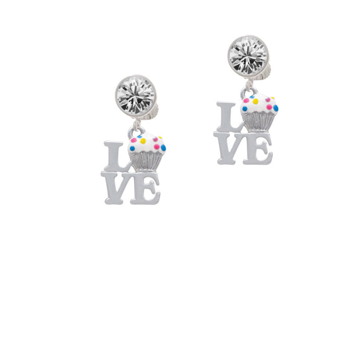 Love with Vanilla Cupcake Crystal Clip On Earrings Image 2