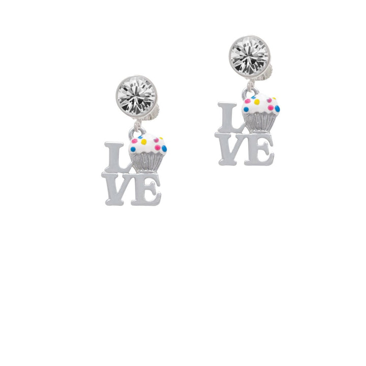 Love with Vanilla Cupcake Crystal Clip On Earrings Image 1