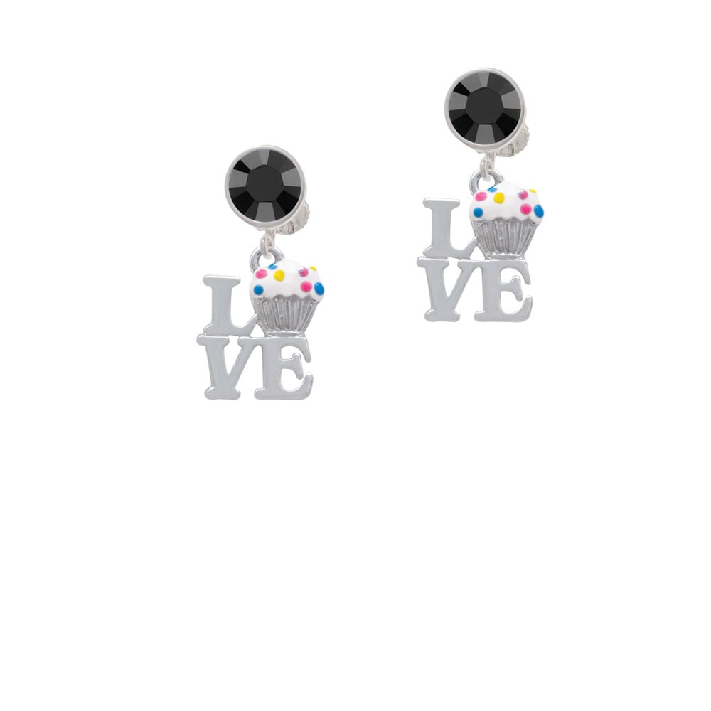 Love with Vanilla Cupcake Crystal Clip On Earrings Image 3