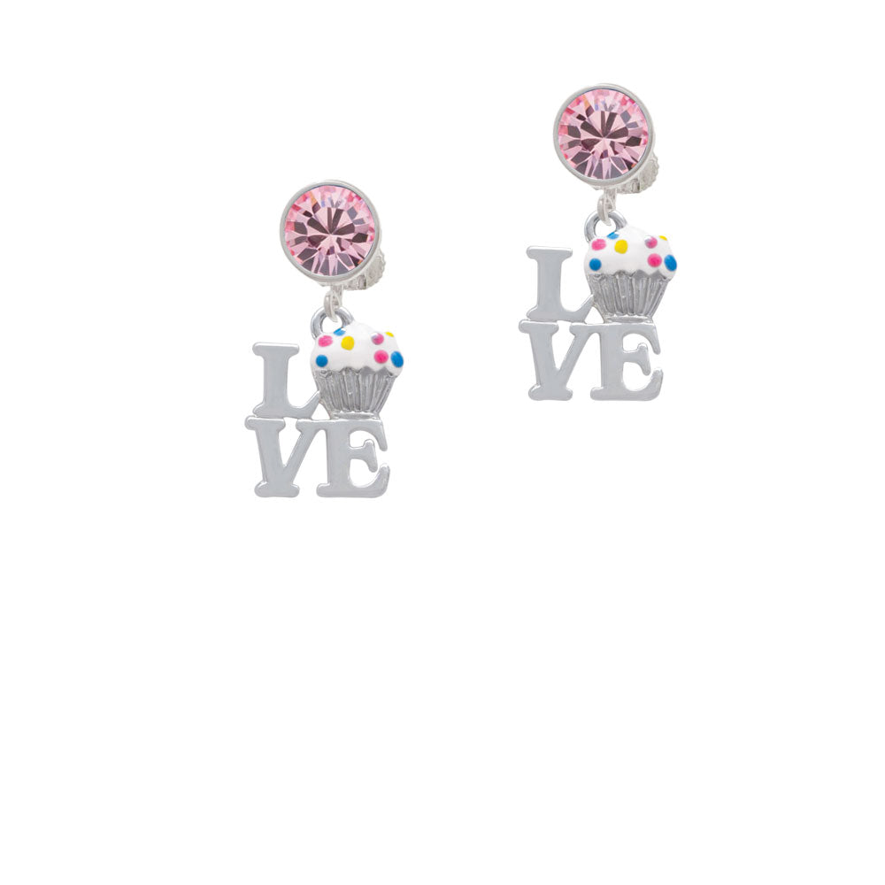 Love with Vanilla Cupcake Crystal Clip On Earrings Image 4