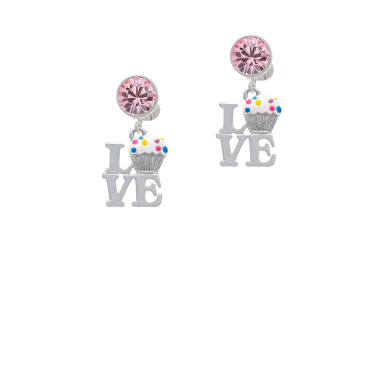 Love with Vanilla Cupcake Crystal Clip On Earrings Image 1