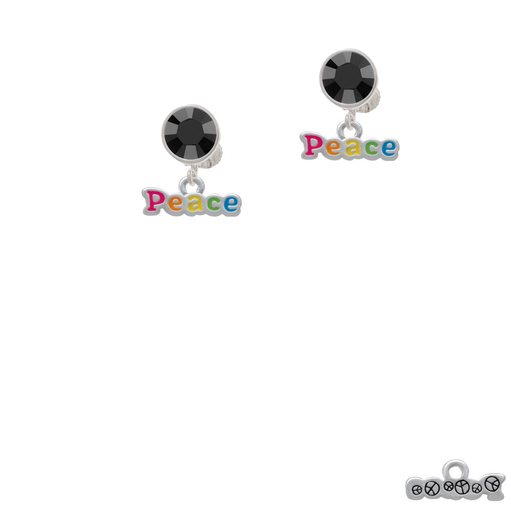 Rainbow Colored Peace Crystal Clip On Earrings Image 3