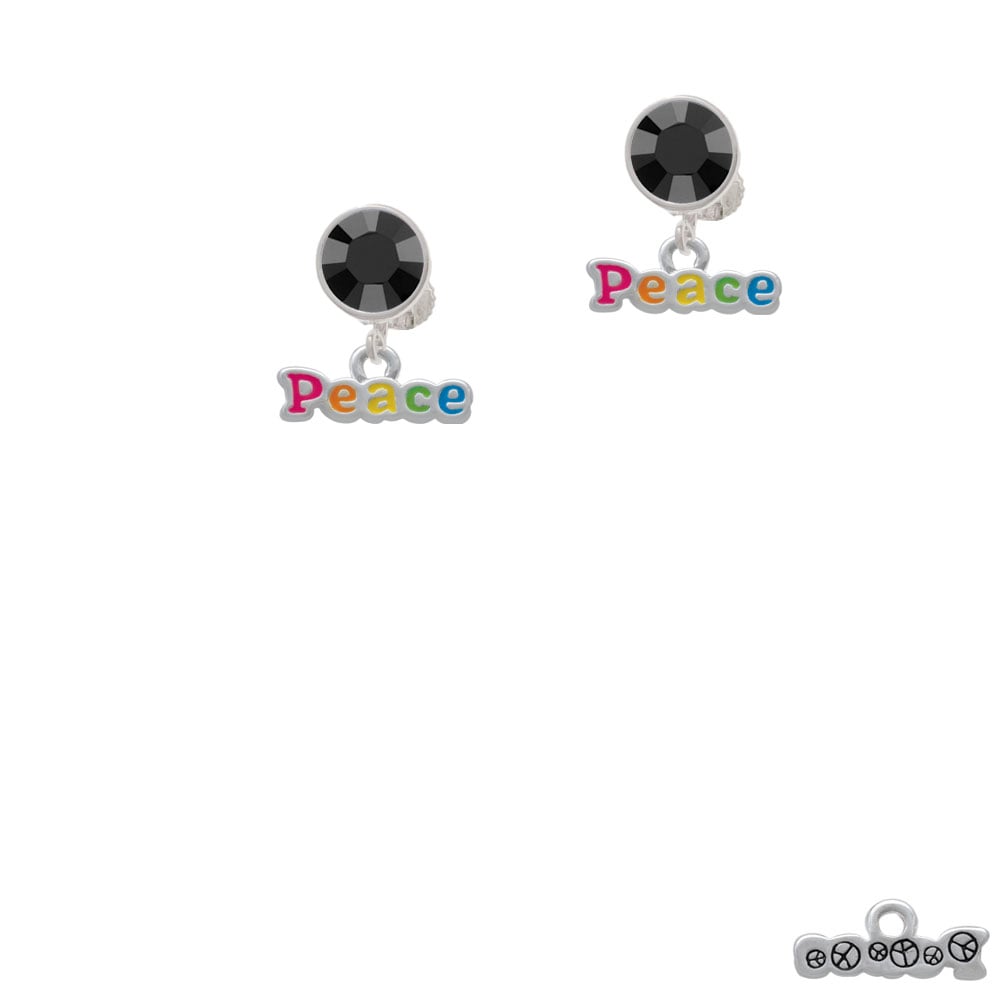 Rainbow Colored Peace Crystal Clip On Earrings Image 1