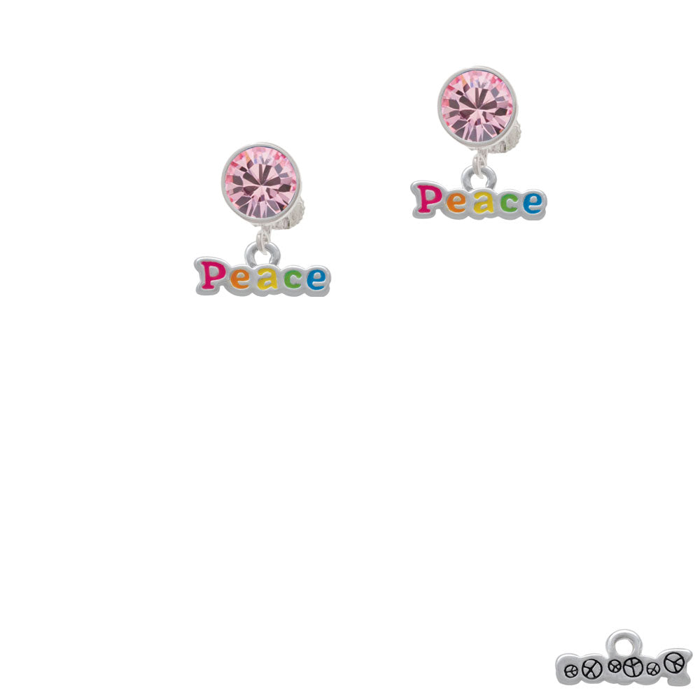 Rainbow Colored Peace Crystal Clip On Earrings Image 4