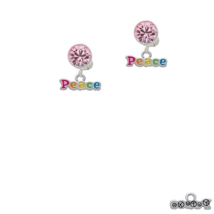 Rainbow Colored Peace Crystal Clip On Earrings Image 1