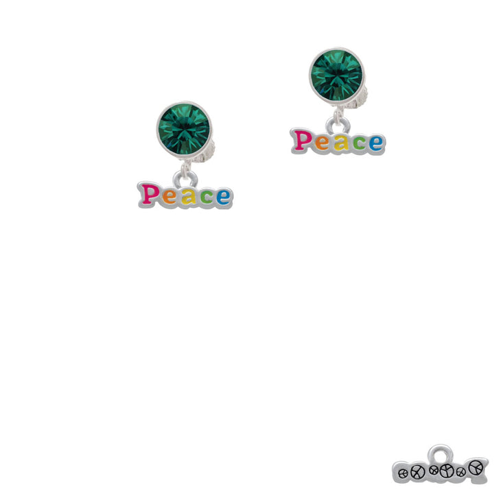 Rainbow Colored Peace Crystal Clip On Earrings Image 6