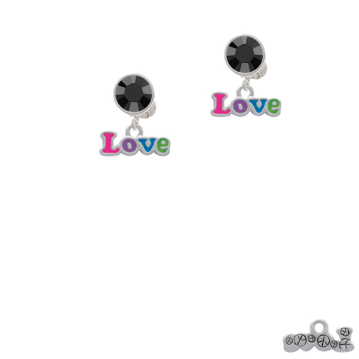 Rainbow Colored Love Crystal Clip On Earrings Image 3