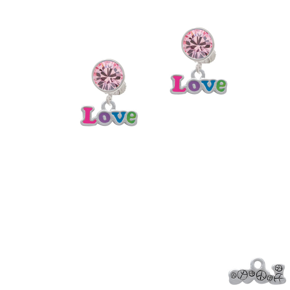 Rainbow Colored Love Crystal Clip On Earrings Image 4