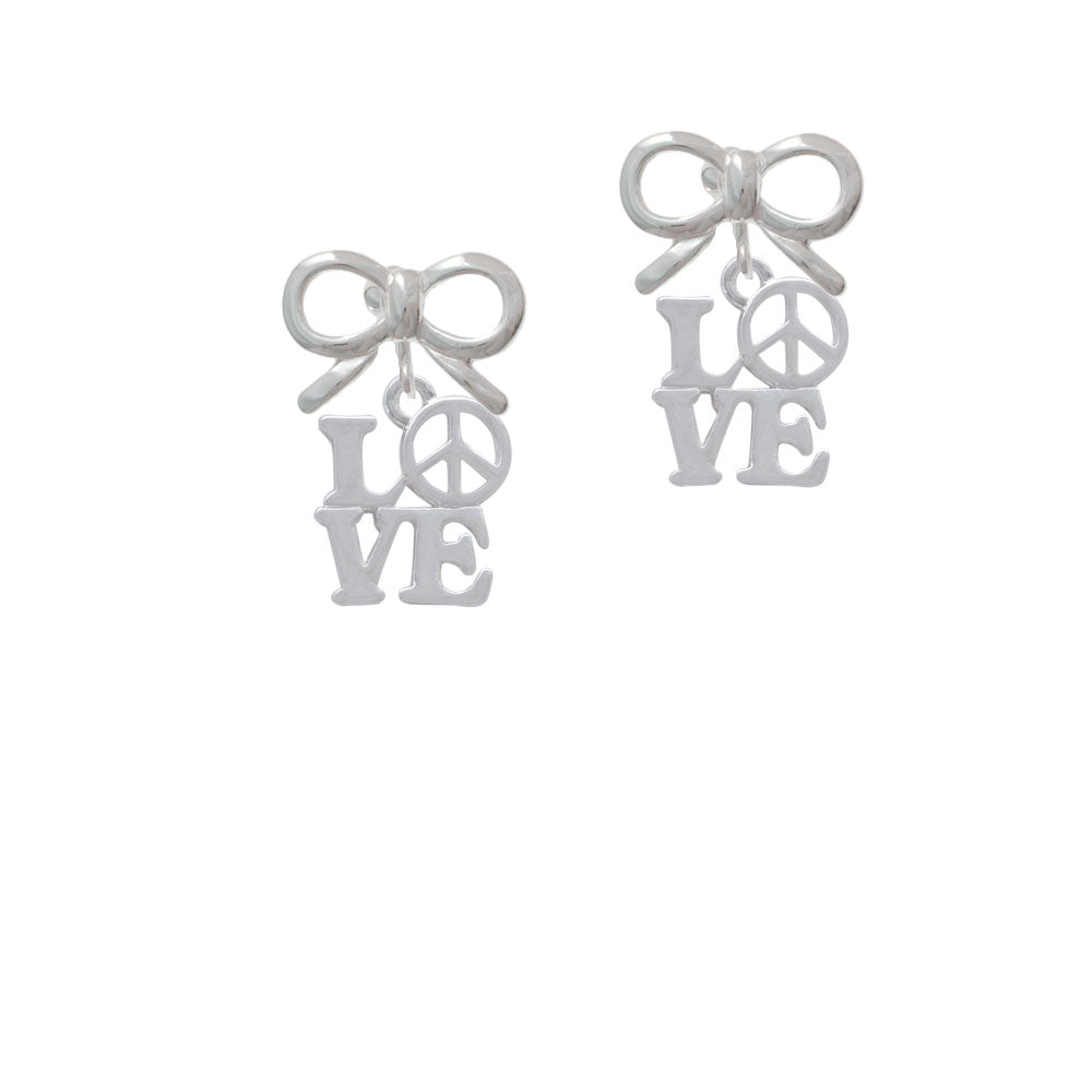 Love with Peace Sign Crystal Clip On Earrings Image 9