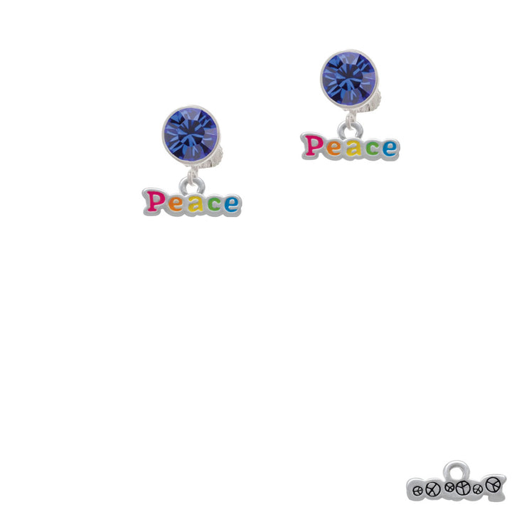 Rainbow Colored Peace Crystal Clip On Earrings Image 7