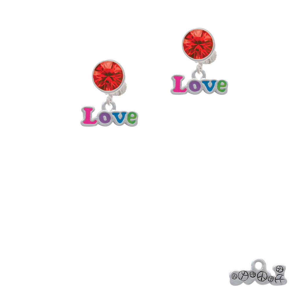 Rainbow Colored Love Crystal Clip On Earrings Image 4