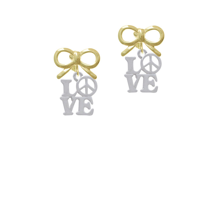 Love with Peace Sign Crystal Clip On Earrings Image 10