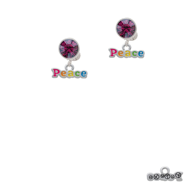 Rainbow Colored Peace Crystal Clip On Earrings Image 8